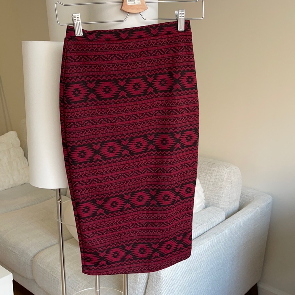Red and black pencil skirt